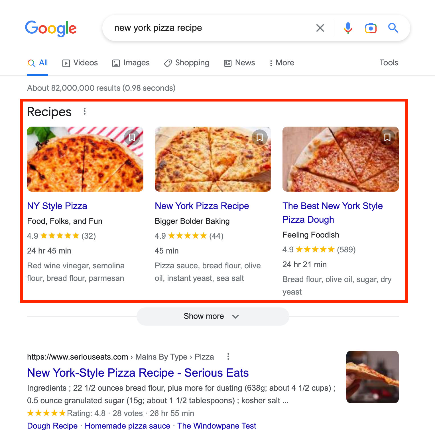 SEO Basics Rich Snippets Example